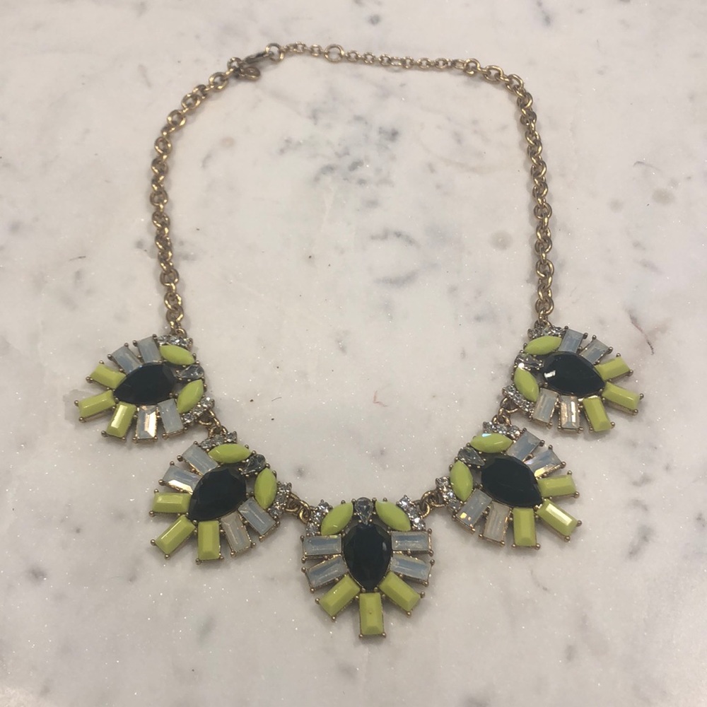 J Crew Statement Necklace - Green & Navy